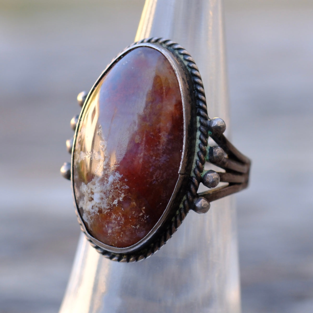 Vintage Sterling Jasper Ring 4.5