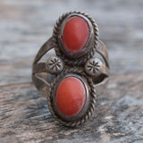 Vintage Sterling 2-Stone Coral Band 4