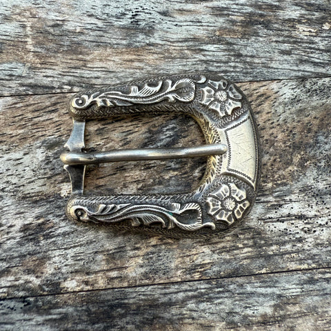 Vintage Sterling Floral Ladies Belt Buckle