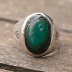 Vintage Sterling Turquoise Stamped Band Ring 8