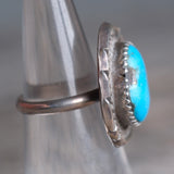 Vintage Sterling Turquoise Roper Ring 4.75