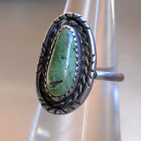 Vintage Sterling Turquoise Roper Ring 6.75