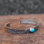 Vintage Sterling Turquoise Stamped Cuff