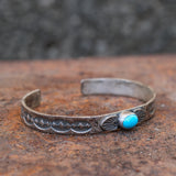 Vintage Sterling Turquoise Stamped Cuff