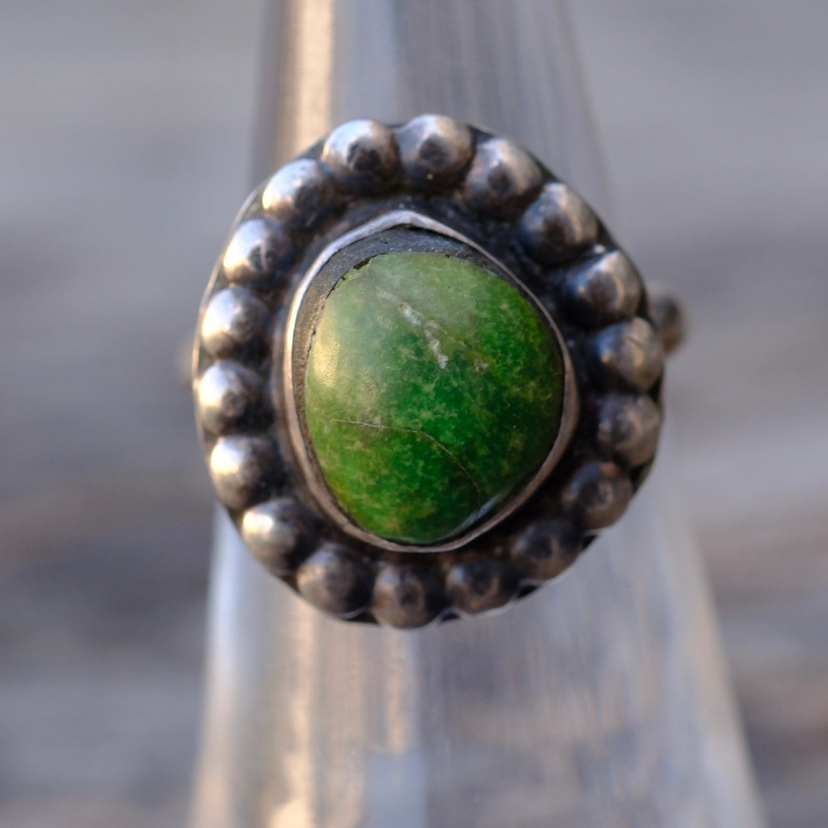 Vintage Sterling Turquoise Dotted Ring 5.25