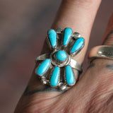 Vintage Sterling Turquoise Cluster Ring 6