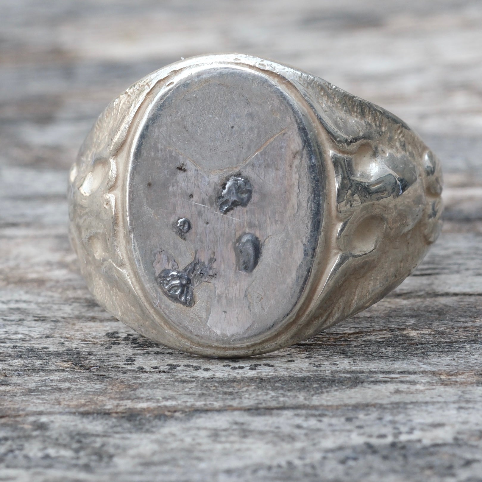 Vintage Sterling Silver Military Signet Ring 10
