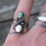 Vintage Sterling Turquoise and Mother Of Pearl Ring 6.25
