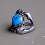 Vintage Sterling Turquoise Sandcast Ring 5