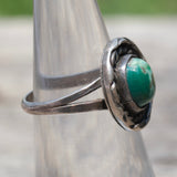 Vintage Sterling Turquoise Roper Ring 5