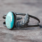 Vintage Sterling Turquoise Feather Cuff