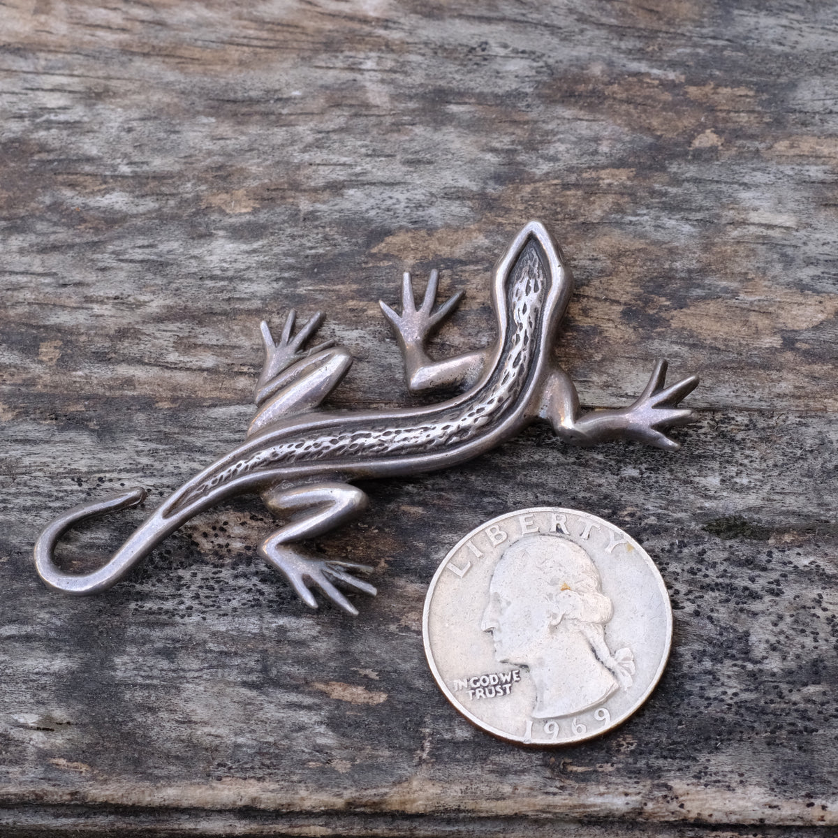 Vintage Sterling Gecko Pin