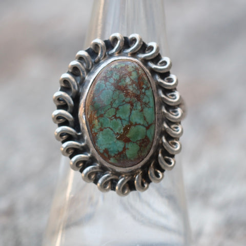 Vintage Sterling Turquoise Ring 6.75
