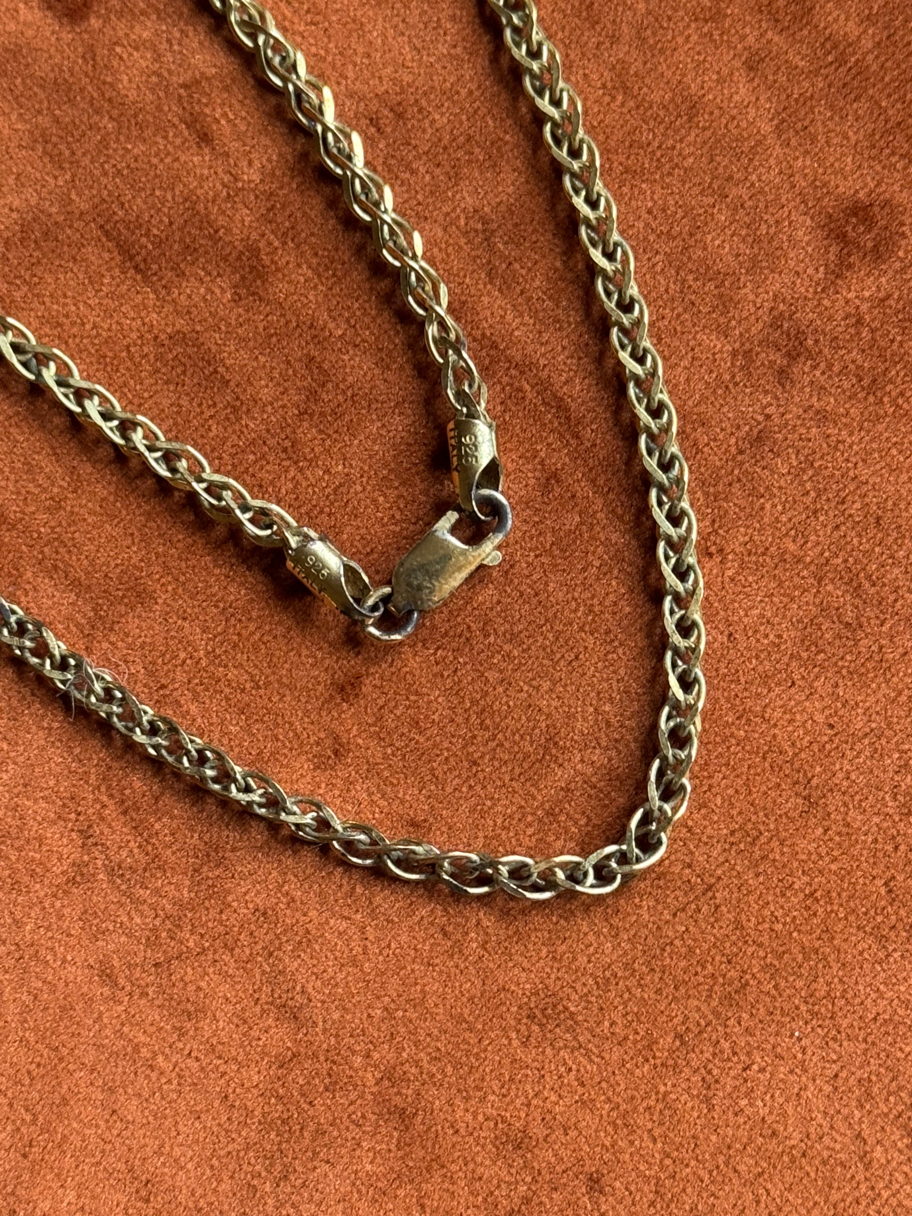 Vintage Sterling Silver Gold Tone 18” Braided Chain