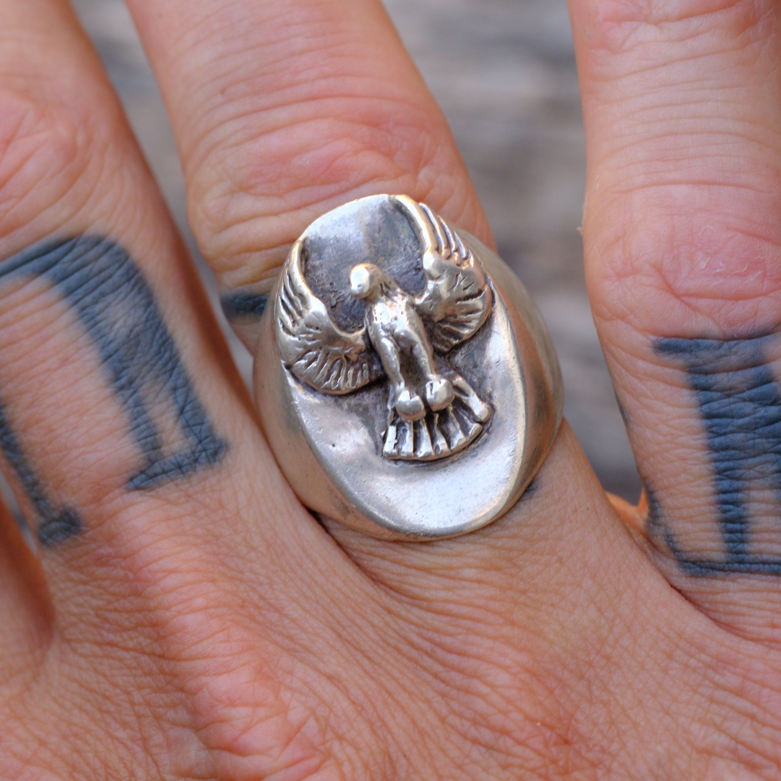Vintage Sterling Silver Eagle Signet Ring 9
