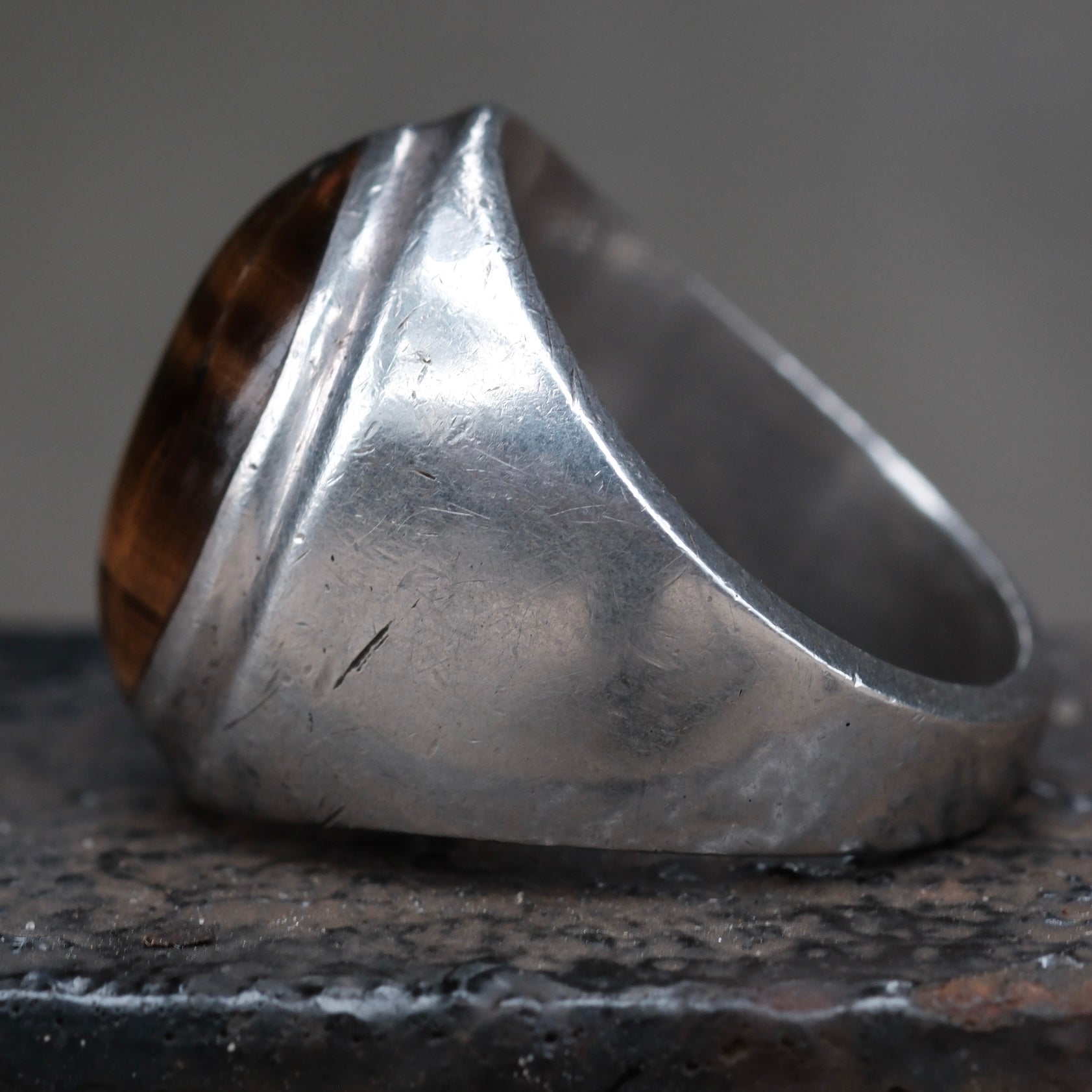 Vintage Sterling Tigers Eye Ring 10.5