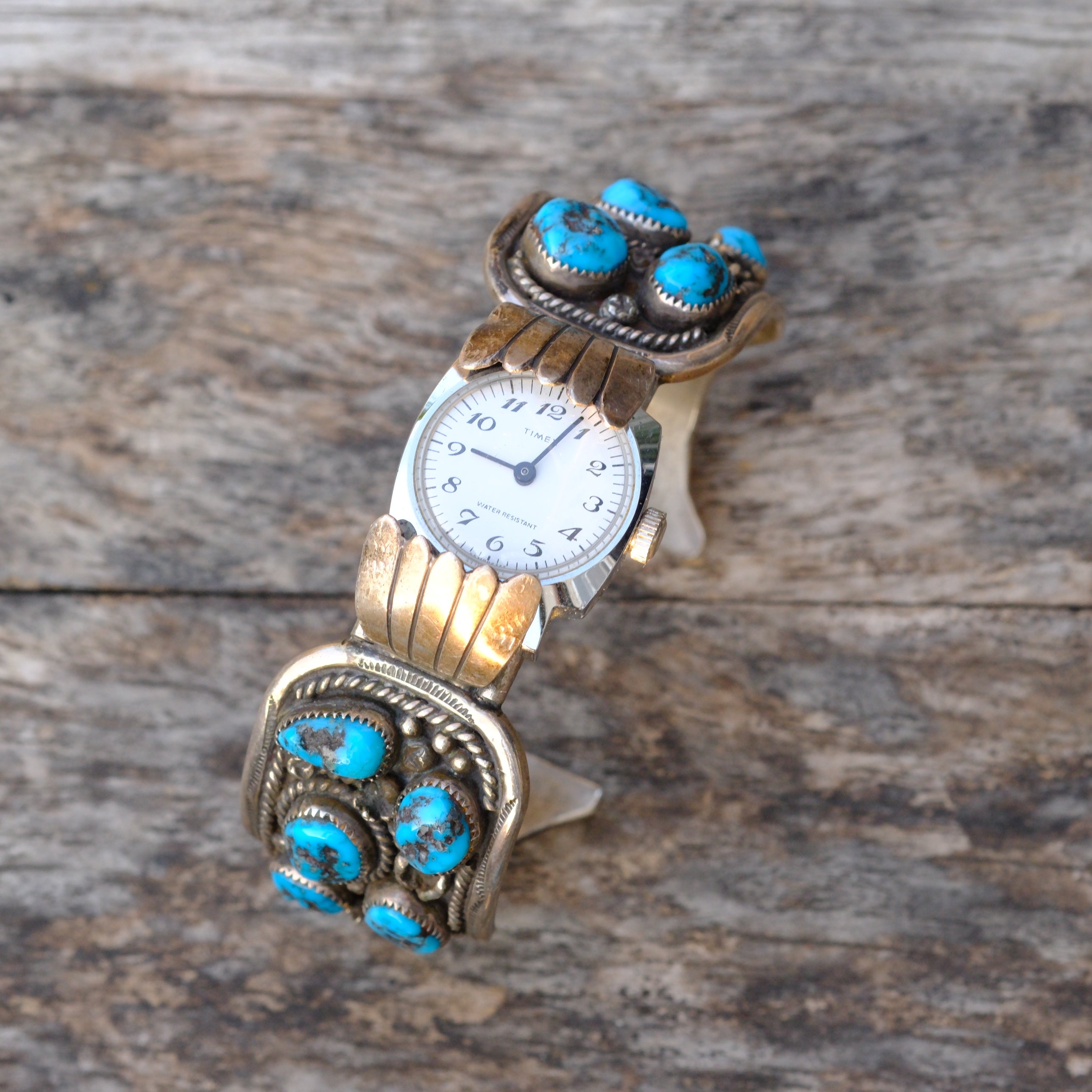 Vintage Sterling Turquoise Cuff Watch Cuff Bracelet