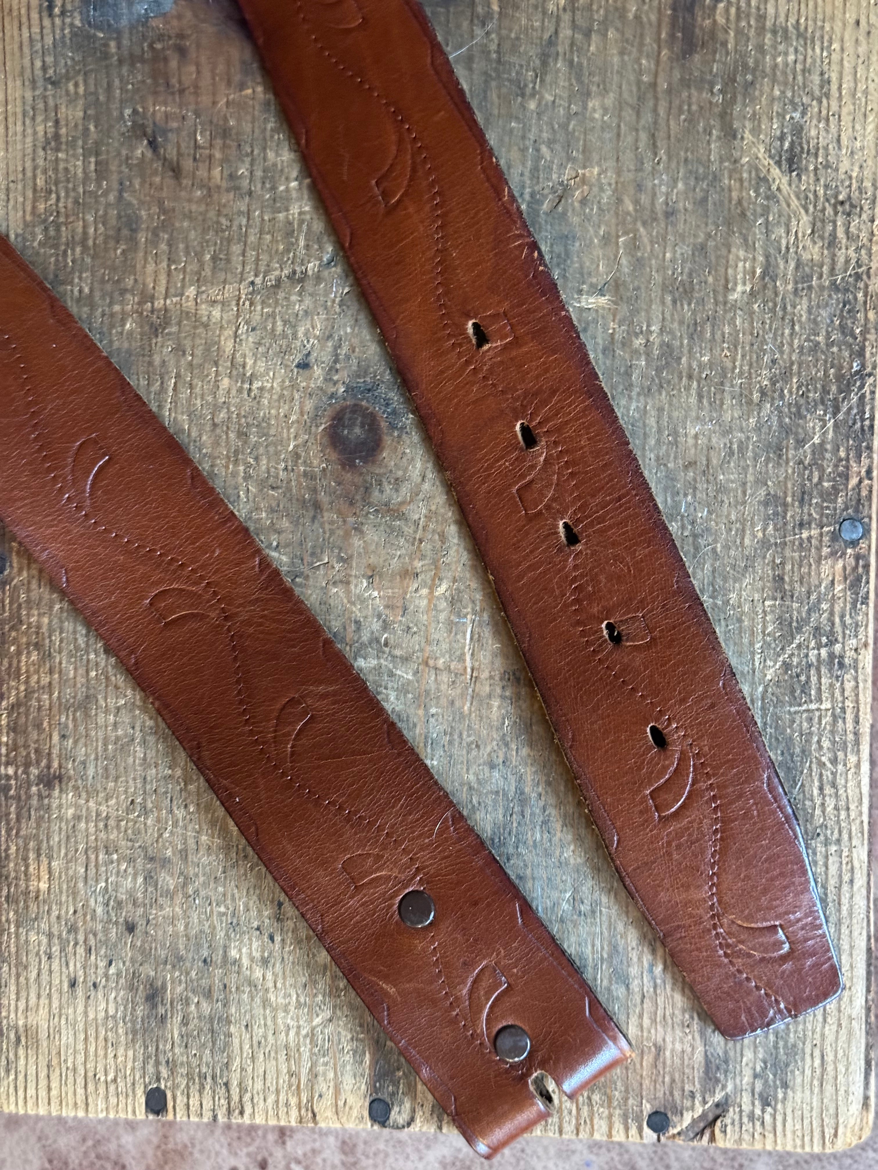Vintage Brown Tooled Leather Belt