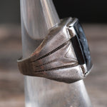 Vintage Sterling Hematite Centurion Signet Ring 6.5