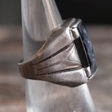 Vintage Sterling Hematite Centurion Signet Ring 6.5