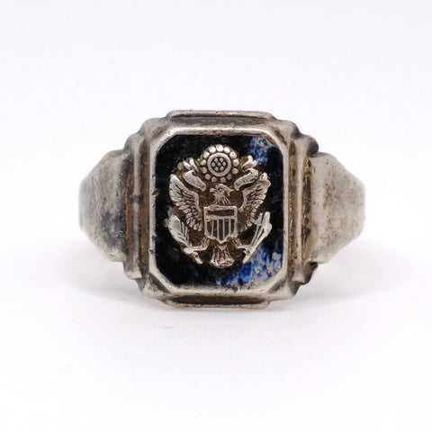 Vintage Sterling Army Signet Ring 10