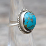 Vintage Sterling Turquoise Roper Ring 2