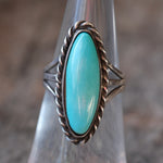 Vintage Sterling Turquoise Roper Ring 5.75
