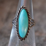 Vintage Sterling Turquoise Roper Ring 5.75