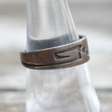 Vintage Sterling Silver Tribal Stamped Band 7