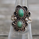Vintage Sterling 2-Stone Turquoise Ring 7