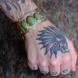 Vintage Sterling 3-Stone Stamped Arrowhead Cuff Bracelet