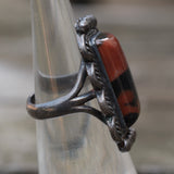 Vintage Sterling Petrified Wood Ring 3.75