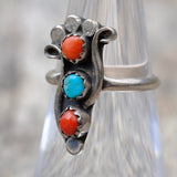 Vintage Sterling Turquoise and Coral Ring 5