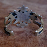 HEAVY Vintage Sterling Blue Gem Turquoise Sandcast Cuff