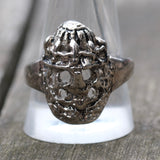 Vintage White Bronze Biker Ring 12