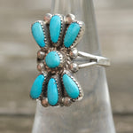 Vintage Sterling Turquoise Cluster Ring 5.5