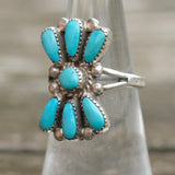 Vintage Sterling Turquoise Cluster Ring 5.5