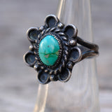 Vintage Sterling Turquoise Florette Ring 5