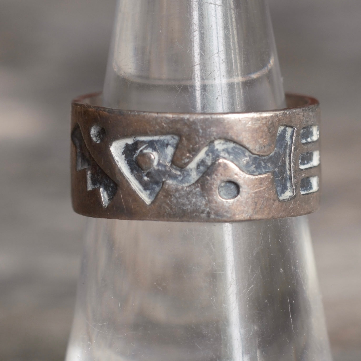 Vintage Sterling Silver Patterned Band Ring 6.5