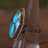 Vintage Sterling Turquoise Roper Ring 5.75