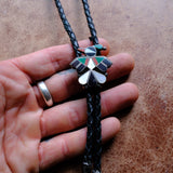 Vintage Sterling Multistone Inlay Thunderbird Bolo Tie