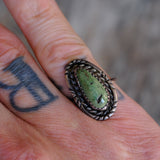 Vintage Sterling Turquoise Roper Ring 6.75