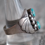 Vintage Sterling 2-Stone Turquoise Ring 10.5