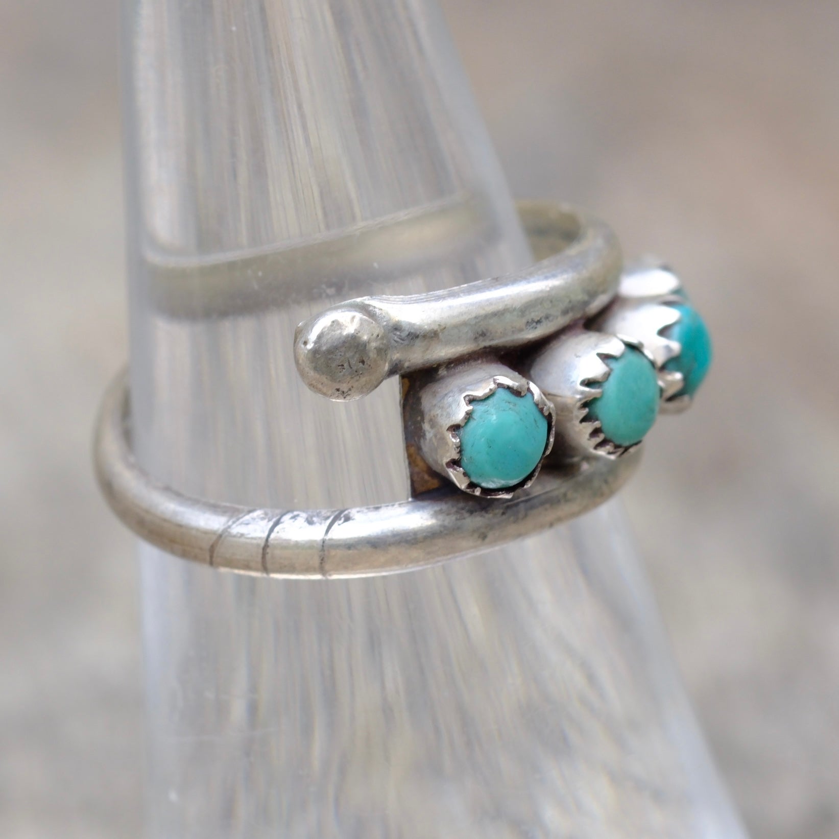 Vintage Sterling Snake Eye Turquoise Band 6.25