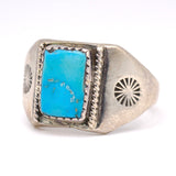 Vintage Sterling Turquoise Stamped Band Ring 11.5