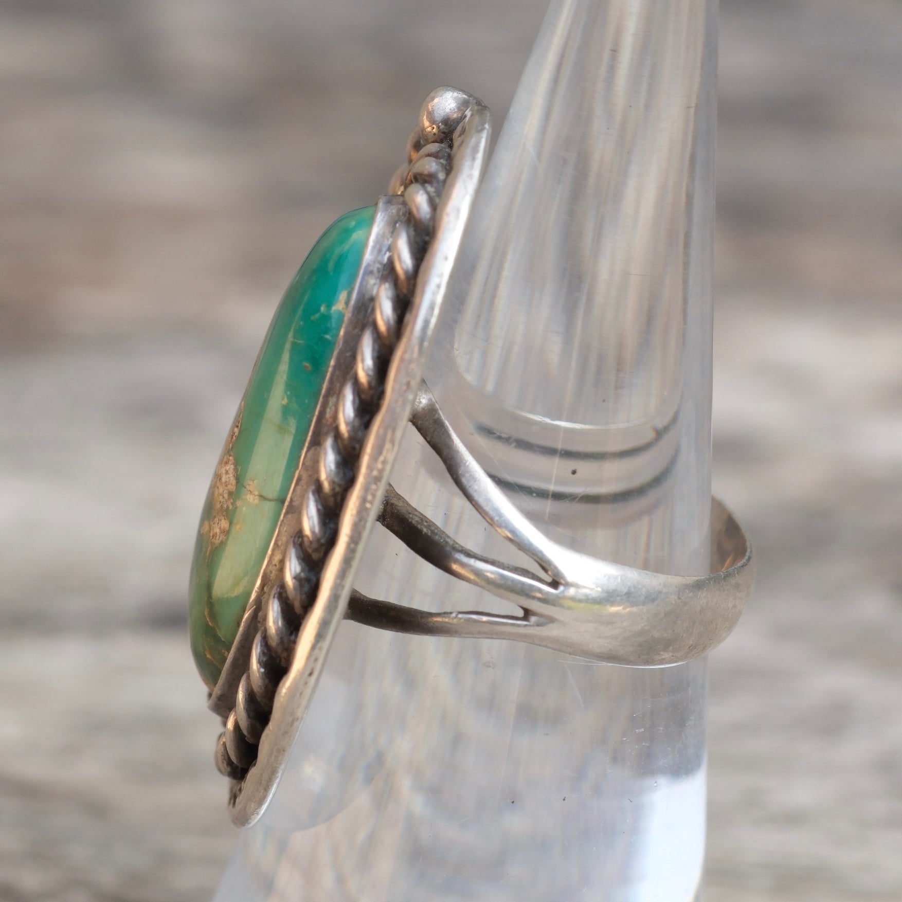 Vintage Sterling Turquoise Roper Ring 5.5