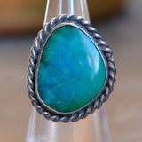 Vintage Sterling Turquoise Roper Ring 5.25