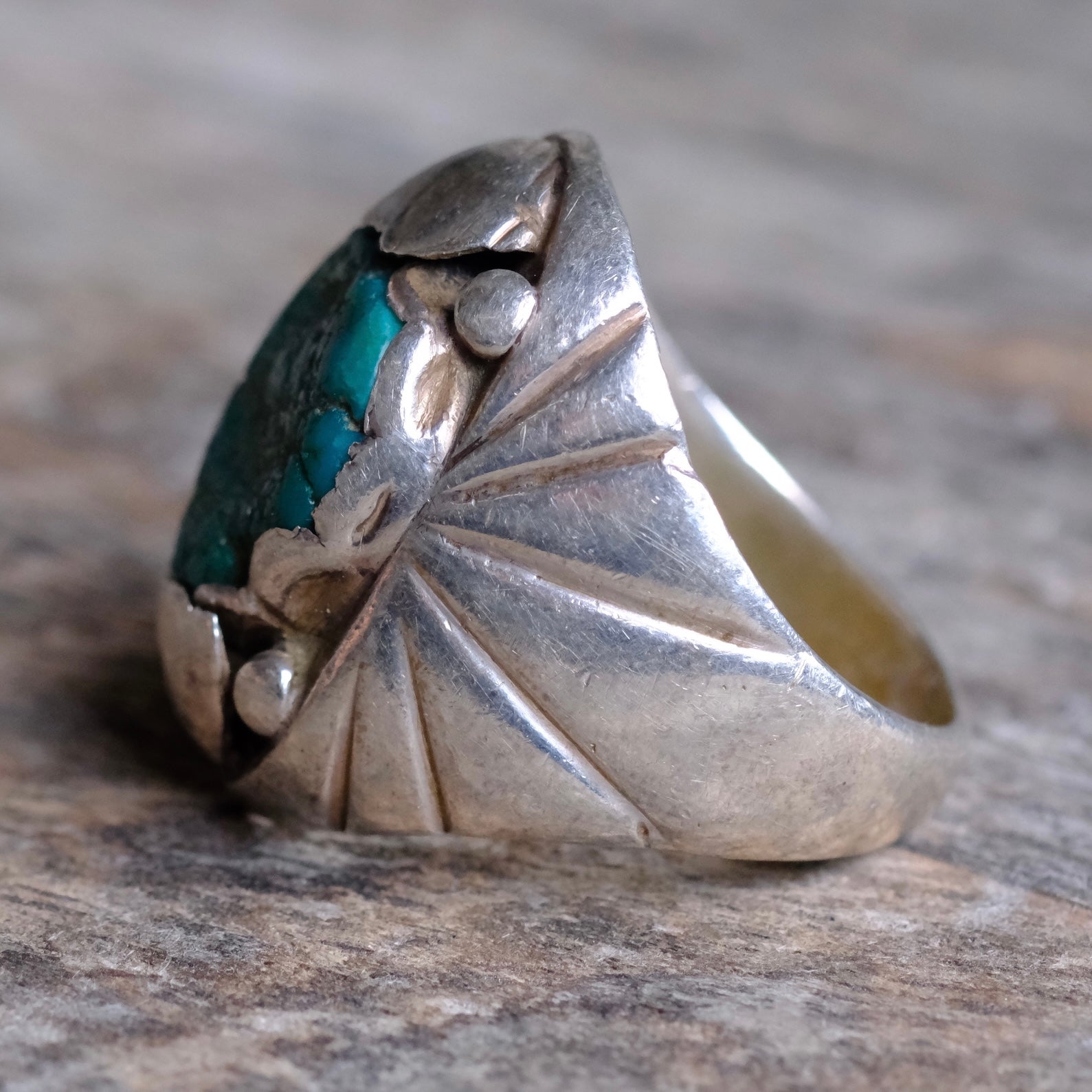 Vintage Sterling Turquoise Ring 9.5