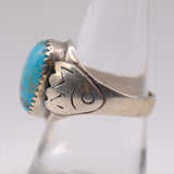 Vintage Sterling Turquoise Stamped Band Ring 8.25