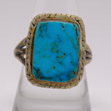 Vintage Sterling Turquoise Roper Ring 10